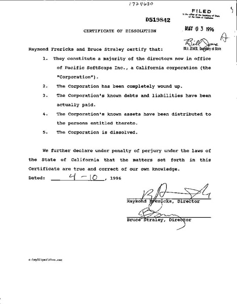 File:Pacific SoftScape Inc. Dissolution 1996-05-03 (California Secretary of State).pdf