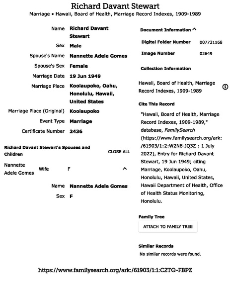 File:Marriage Record of Richard Davant Stewart III (Hawaii, Board of Health, Marriage Record Indexes, 1909-1989).pdf
