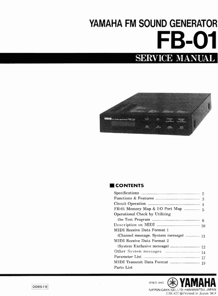 File:Yamaha FB-01 FM Sound Generator Service Manual.pdf - Retro CDN