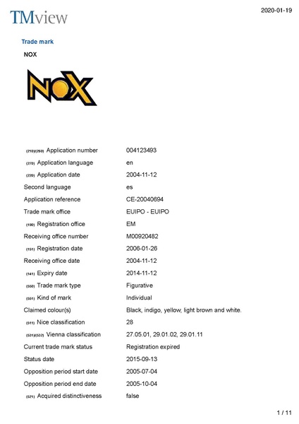 File:Trademark Nox Ser Nº 004123493 2004-11-12 (European Union Intellectual Property Office).pdf