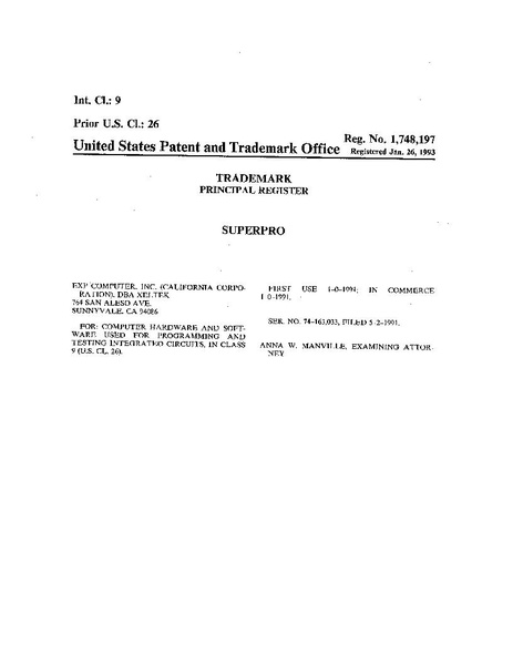 File:Trademark Reg. Nº 1748197 Superpro 1993-01-26 (United States Patent and Trademark Office).pdf