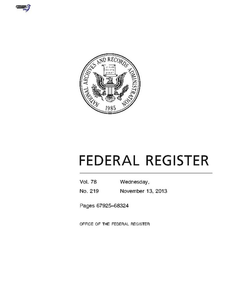 File:Federal Register, Vol. 78 Nº 219, 2013-11-13 (by Office of the Federal Register, United States Government Printing Office).pdf